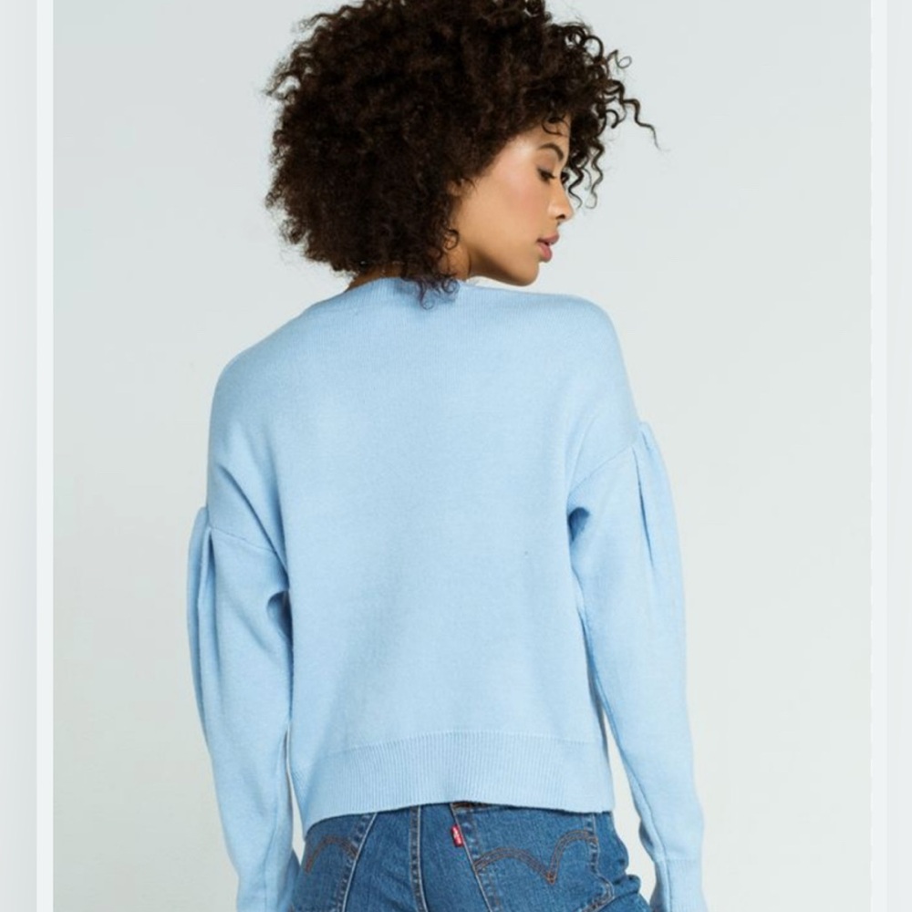 Woven Heart Sweater, Beautiful Light Blue, Size Medium - Picture 2 of 11